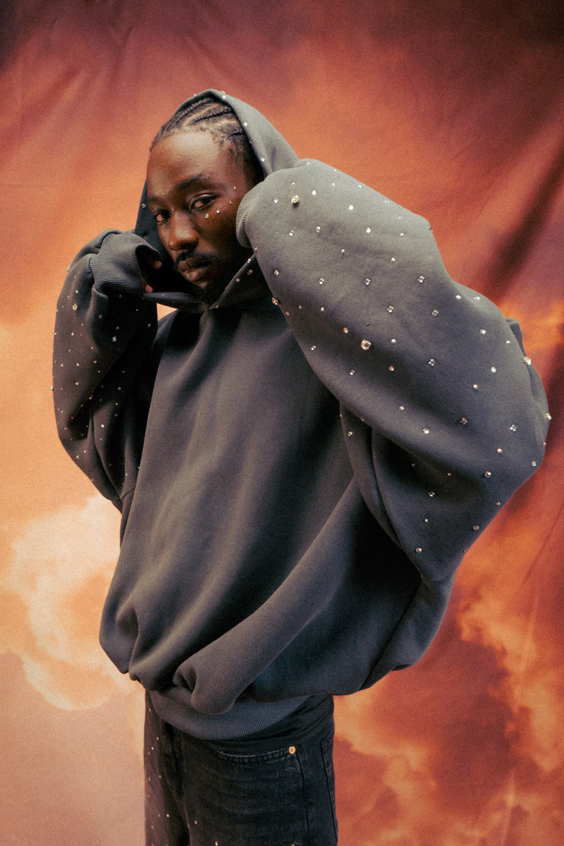 Hand-Made Rhinestone Hoodie