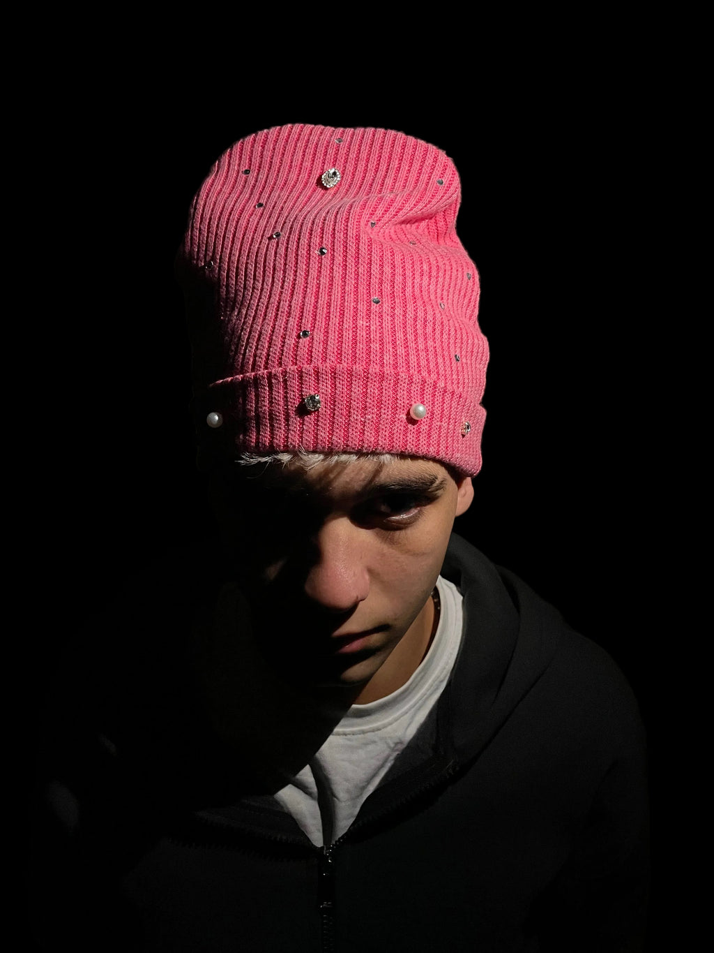 Pink Rhinestone Knit Beanie (Copy)