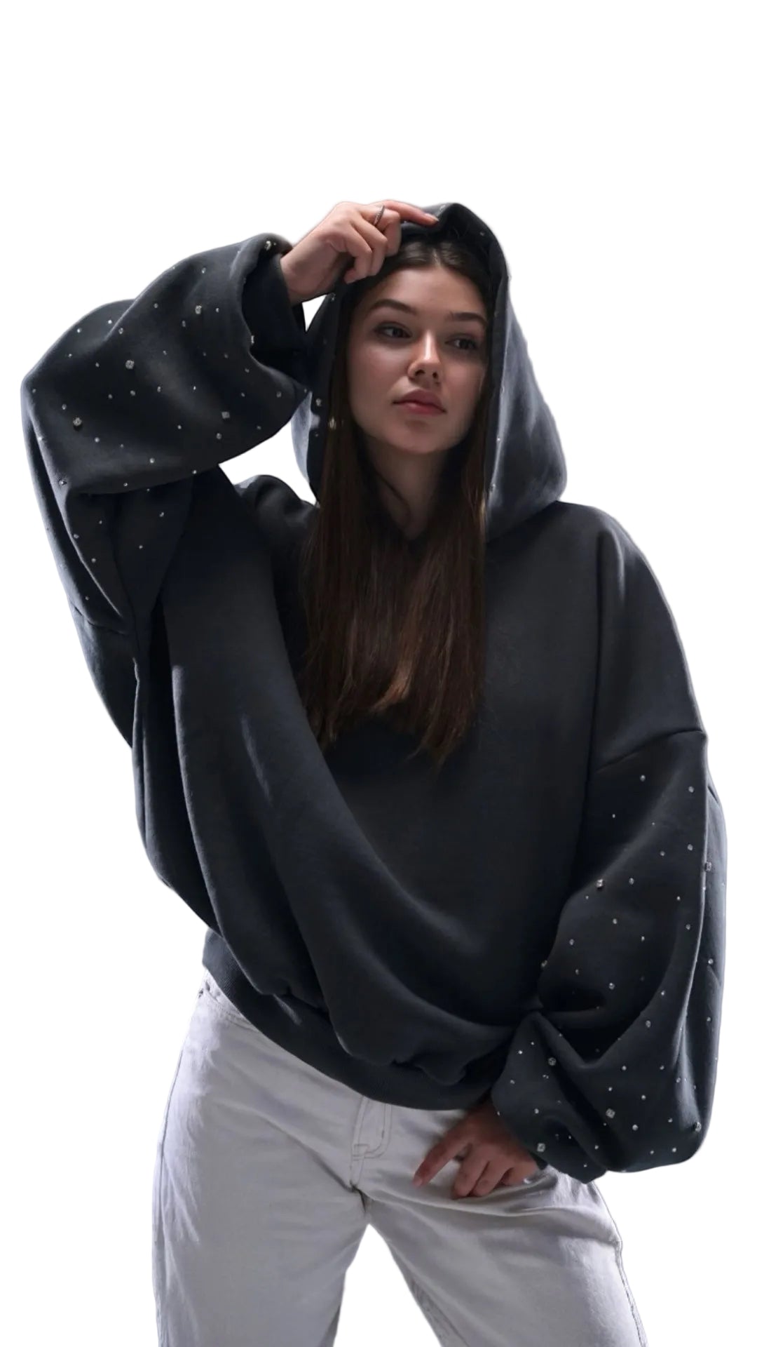 Hand-Made Rhinestone Hoodie