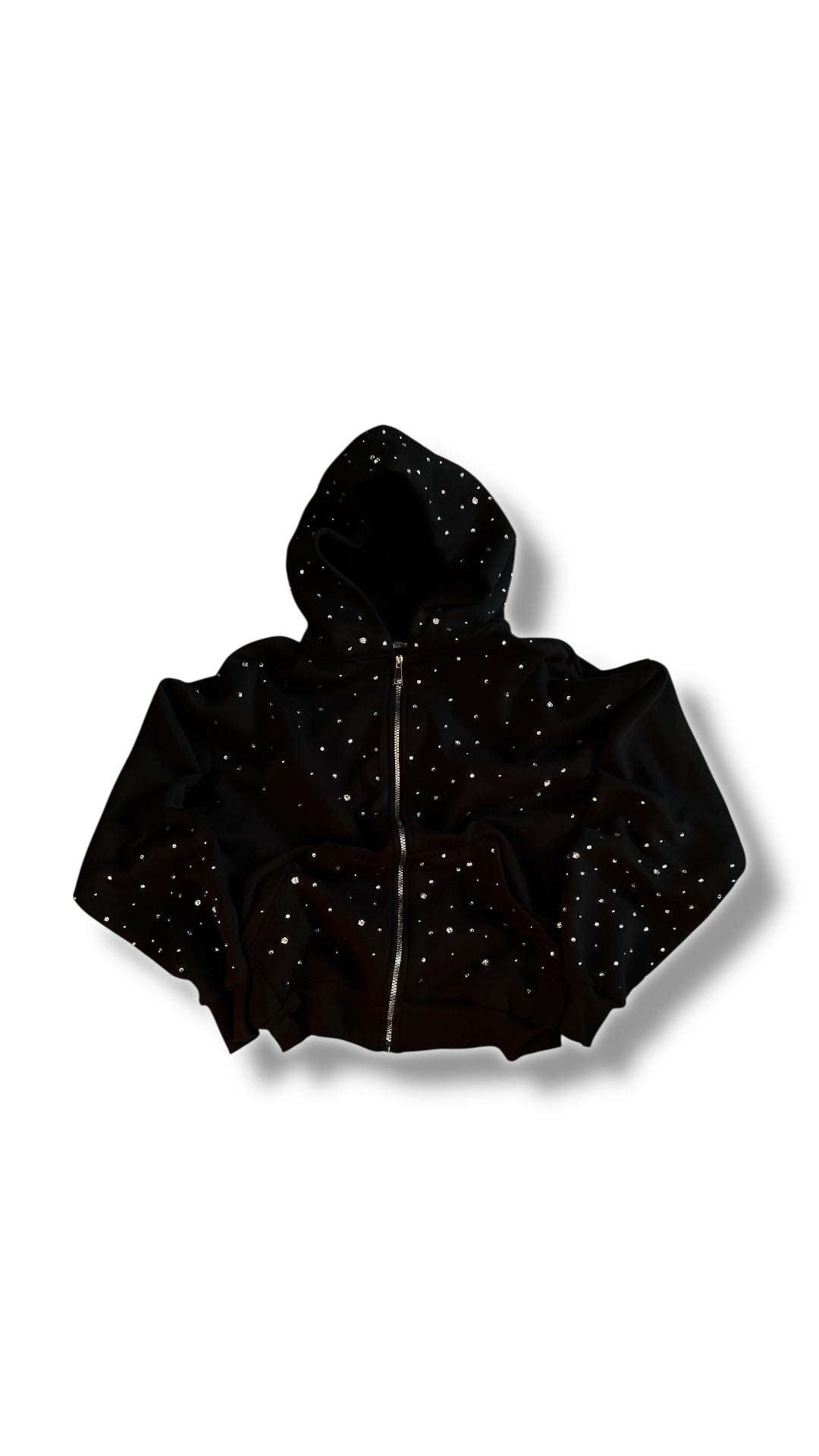 Hand-Made Rhinestone Zip Hoodie