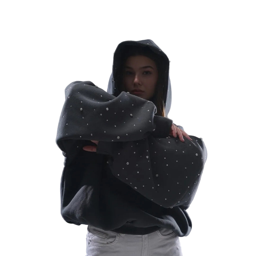 Hand-Made Rhinestone Hoodie