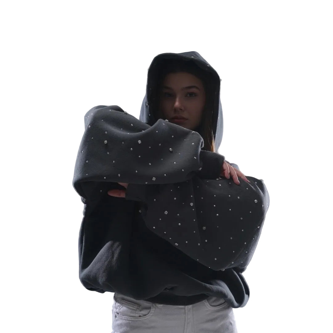 Hand-Made Rhinestone Hoodie