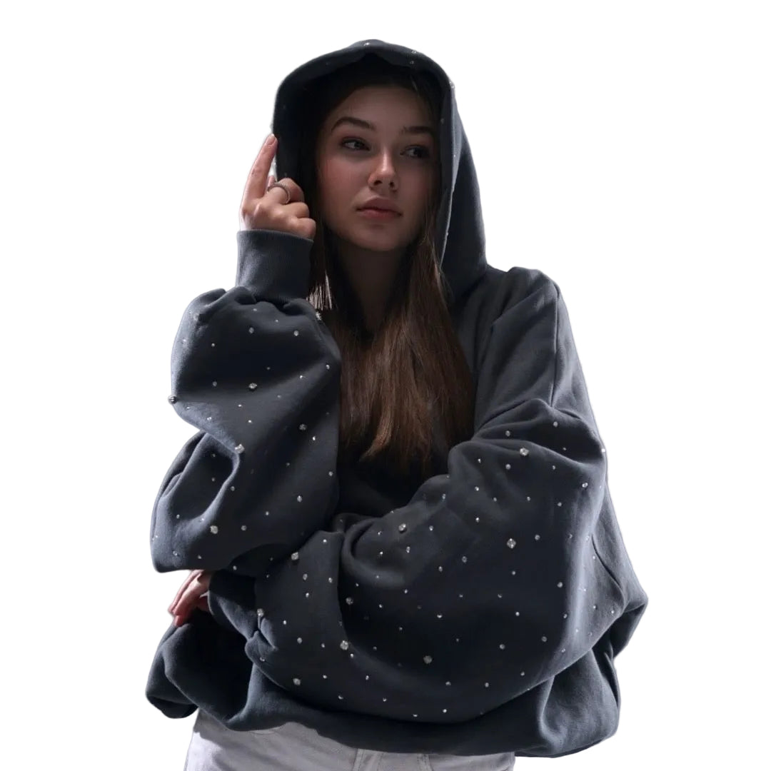 Hand-Made Rhinestone Hoodie