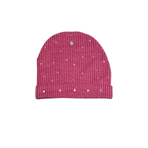 Pink Rhinestone Knit Beanie
