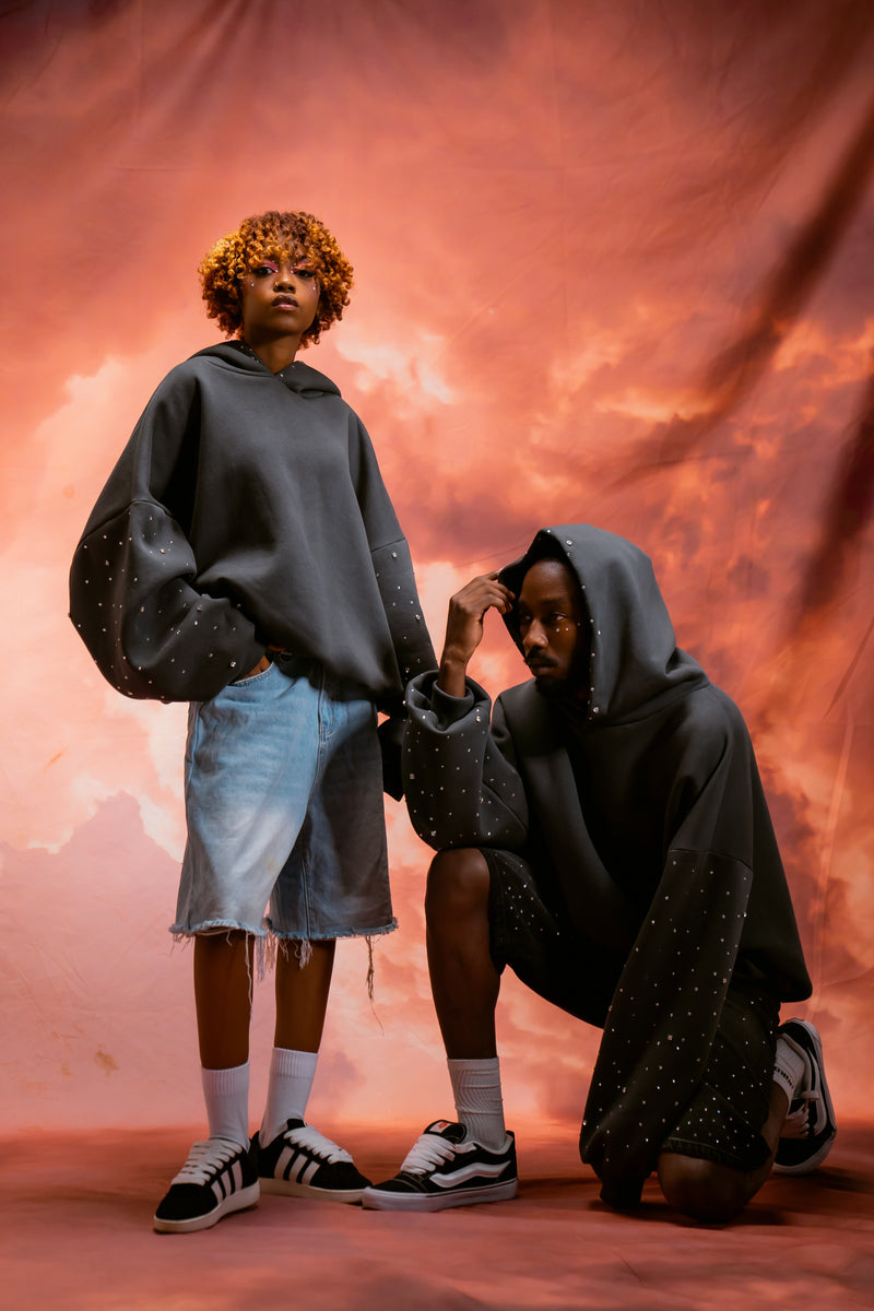 Hand-Made Rhinestone Hoodie