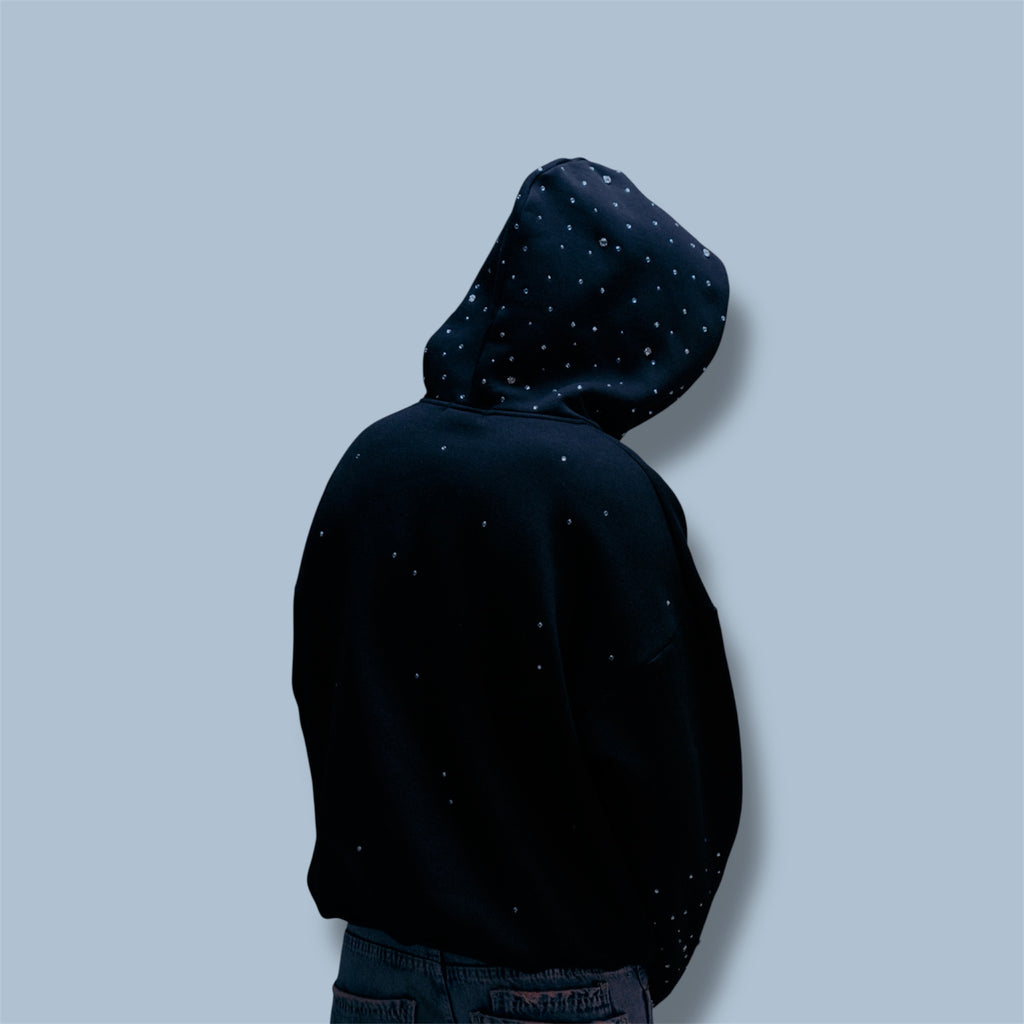 Hand-Made Rhinestone Zip Hoodie