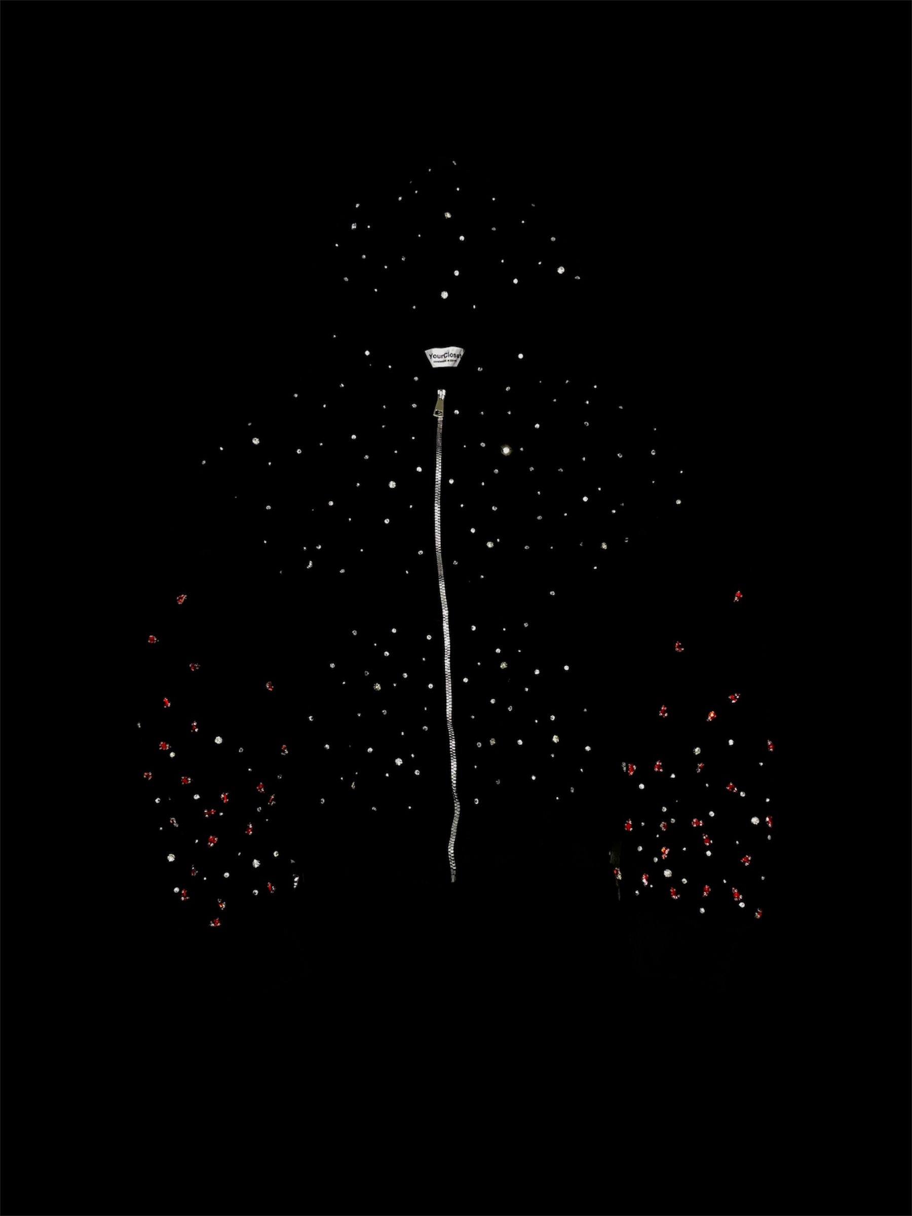 Street light with stars and heart shapes on a black background