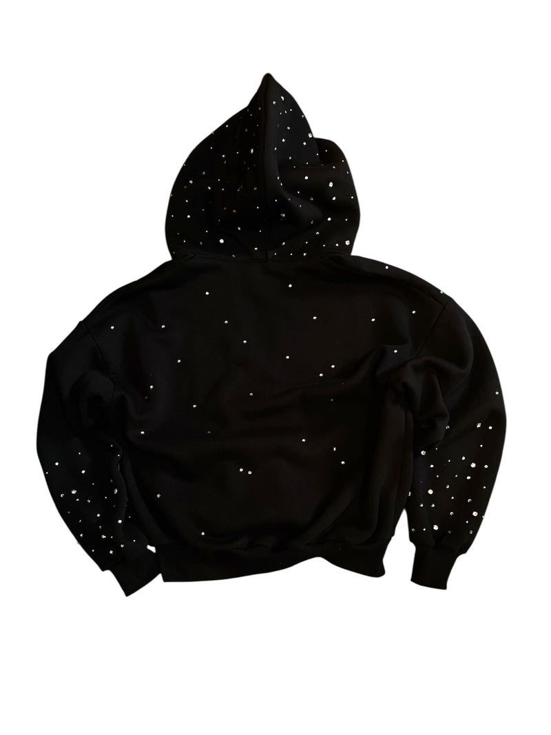 Hand-Made Rhinestone Zip Hoodie