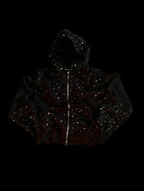 Hand-Made Rhinestone Zip Hoodie