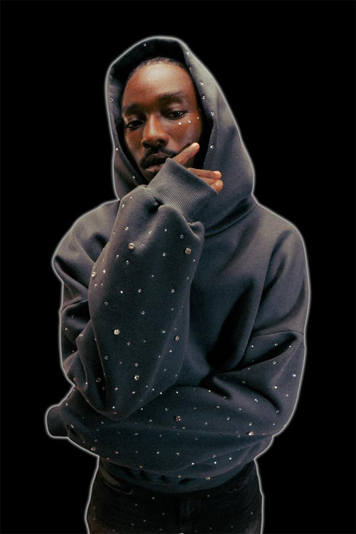 Hand-Made Rhinestone Hoodie