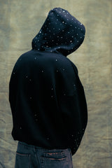 Hand-Made Rhinestone Zip Hoodie